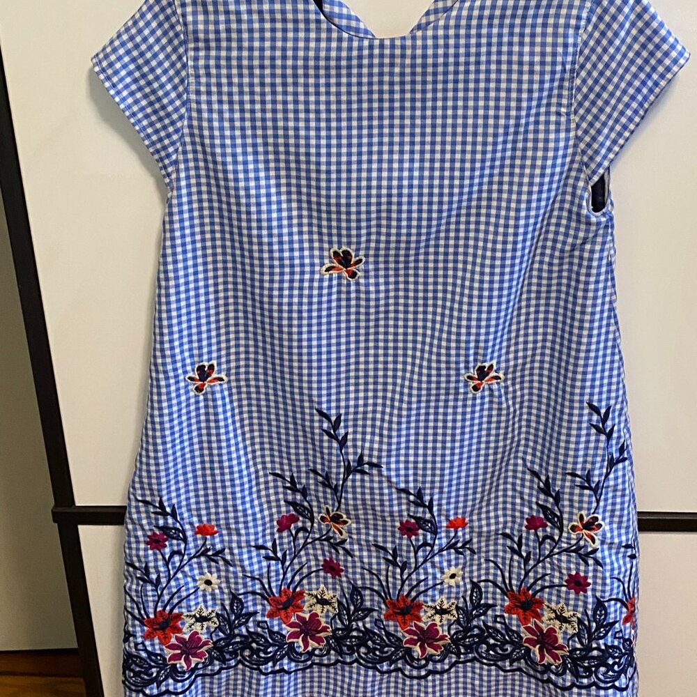 Anthropologie-feel Checkered & Floral 🌺 Appliqué Dress purchased in🇨🇴Colombia